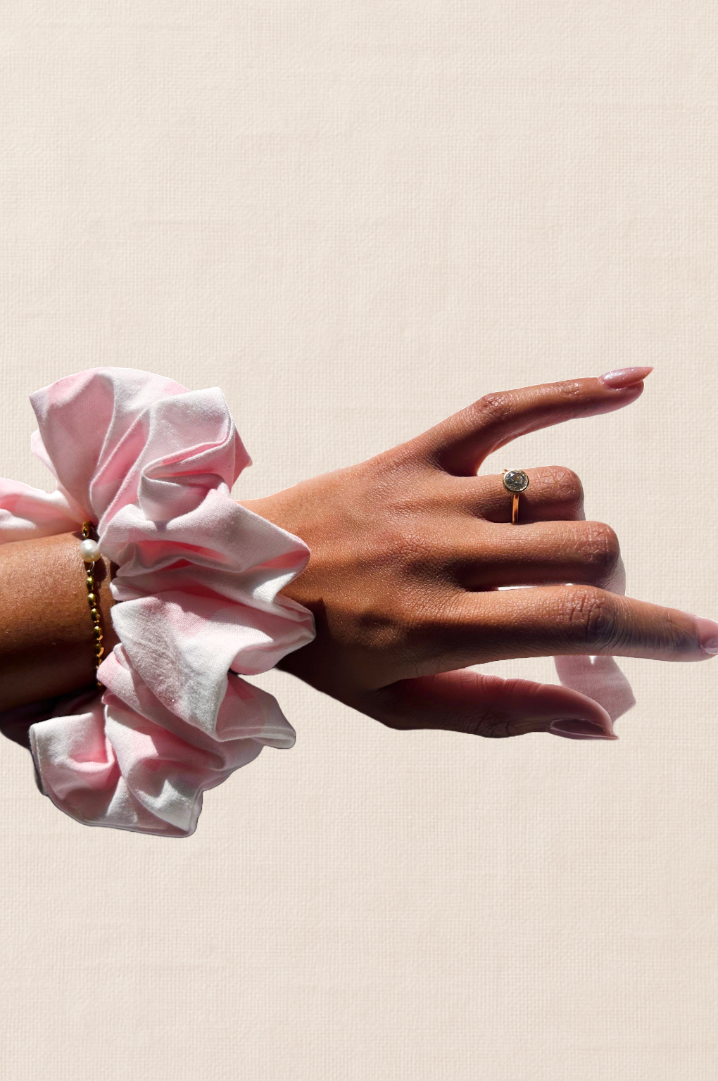 Rosie Pink Cotton Scrunchie