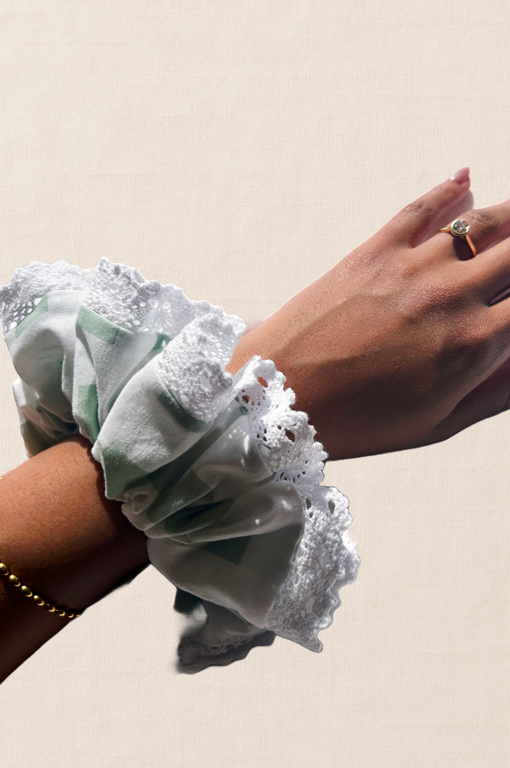 Ingrid Green Cotton Scrunchie
